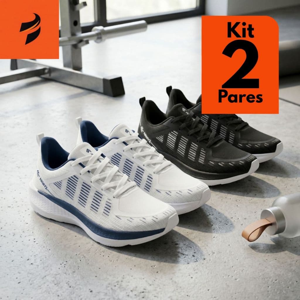 Tenis Esportivo Masculino Kit 2 Pares Academia Caminhada Corrida Leve Macio Confortavel