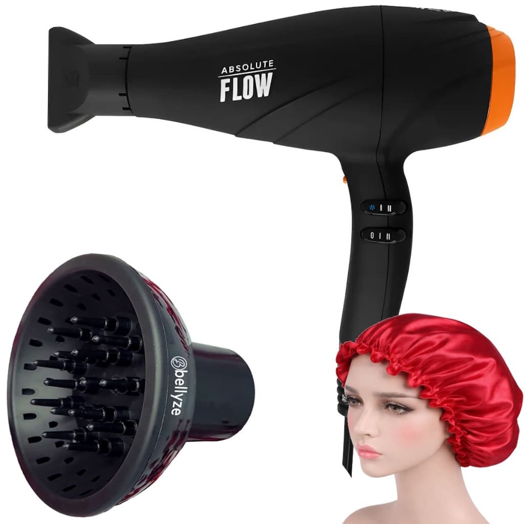 Secador De Cabelo Gama Italy 2300w Absolute Flow Ions Profissional Salão Difusor Cachos Touca