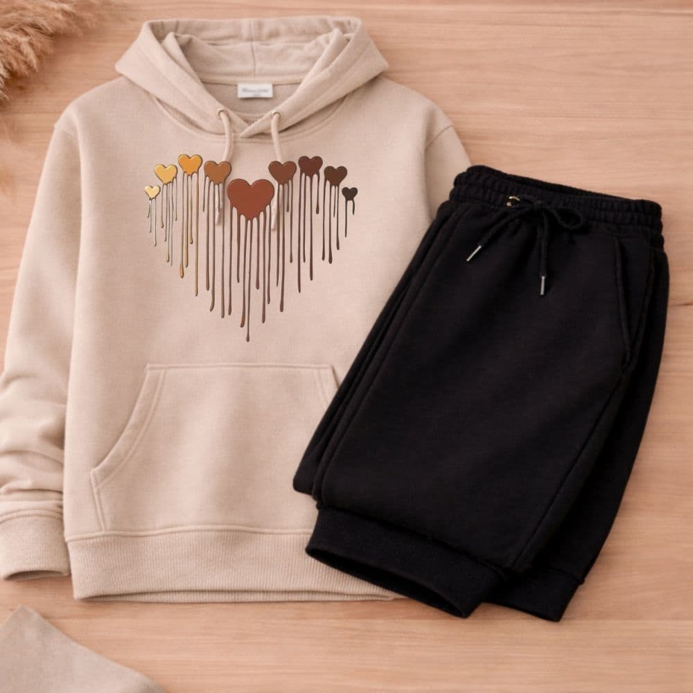 Conjunto moletom juvenil e infantil meninas blusa de frio canguru e calça moletom flanelado premium