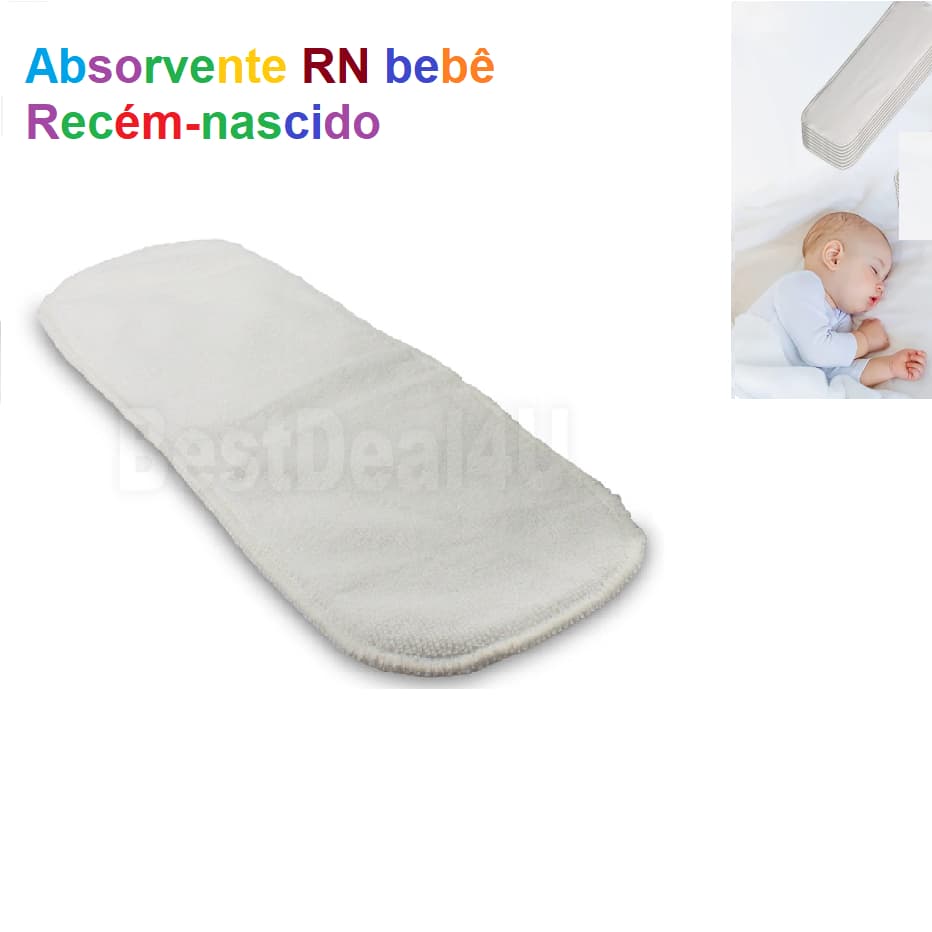 Absorvente para fralda bebê recém-nascido e prematuro rn lavável forrinho