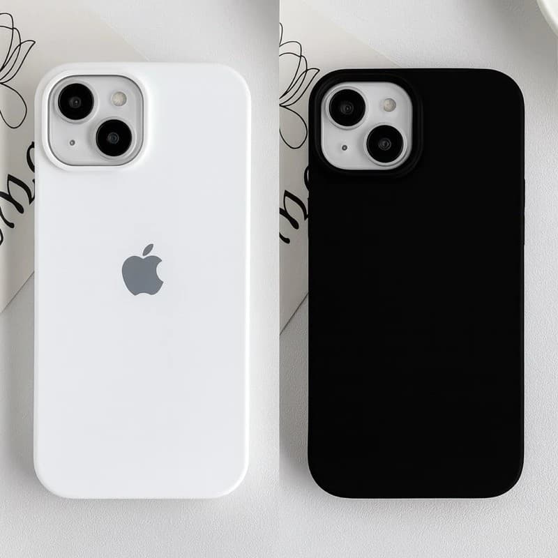 Capa Capinha Silicone Aveludada Cor BRANCO PRETO Para IPhone 17 16 15 14 13 12 11 XR PRO MAX PLUS