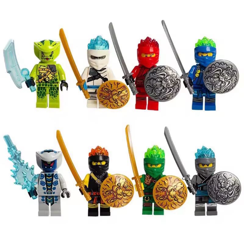 kit 8 bonecos Ninja ninjago Marvel blocos de montar compatível com a marca Lego