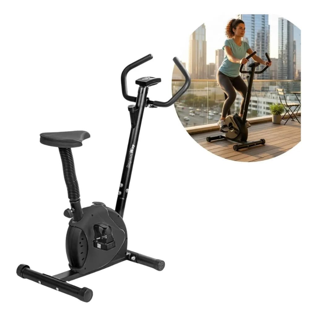 Bicicleta Ergométrica Vertical Mecânica Suporta 120 Kg com Display
