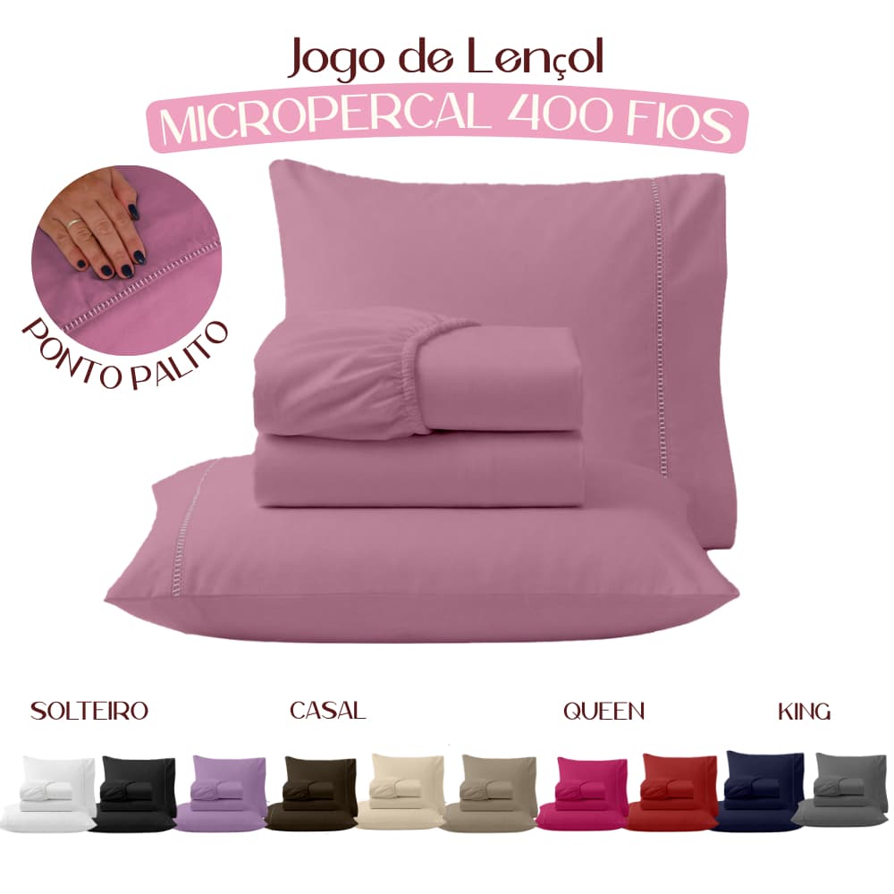 Kit 3/4 Peças Jogo de Cama Lençol Ponto Palito 400 Fios Solteiro Casal Padrão Queen King