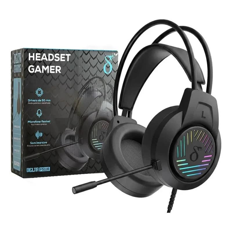Headset Gamer RGB Profissional com Som 3D Driver 50mm Microfone HD Confortável Para PC PS4 Xbox Notebook Celular