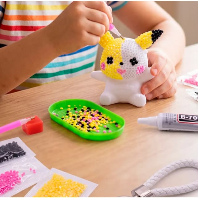 Kit Chaveiro Pintura Diamante 5D Pikachu ou Stitch DIY – Faça Você Mesmo | Presente Criativo