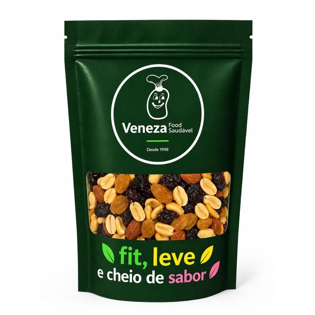 Mix de castanhas (Veneza food saudável) 200g - Cast. do Pará e de Caju, Amêndoas, Nozes, Amendoim, Uvas Passas