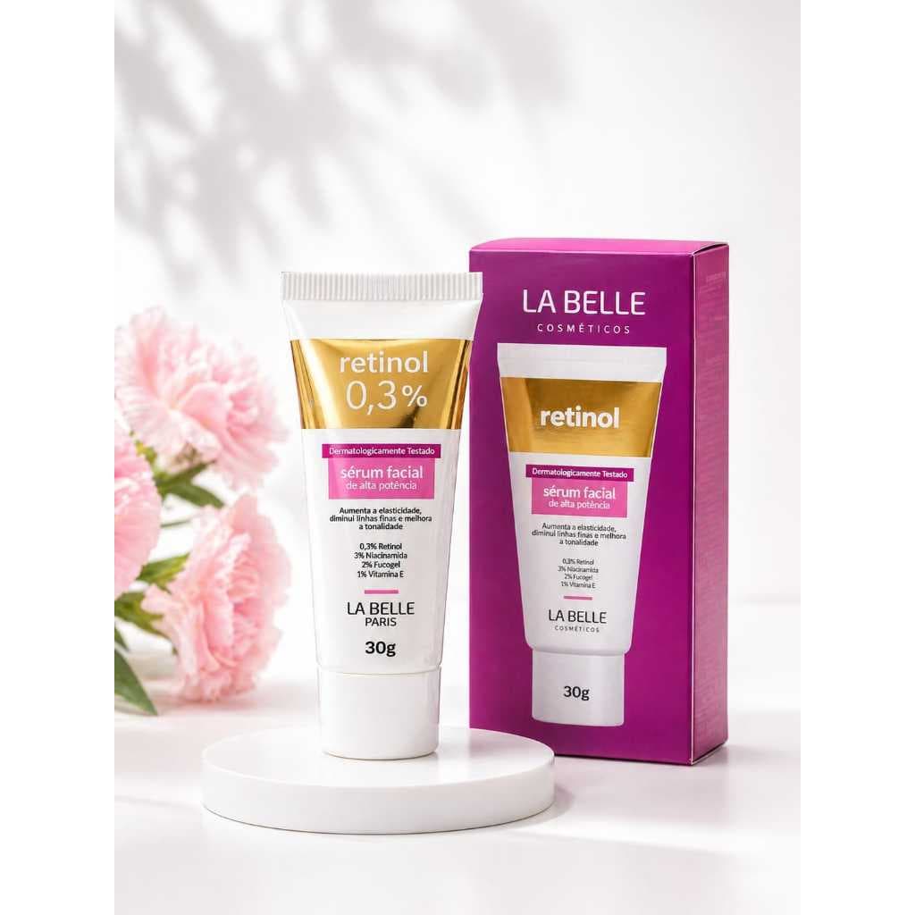 Sérum Facial Retinol 0,3% La Belle Paris Anti-Idade Linhas Clareador Niacinamida 30g Rejuvenescedor