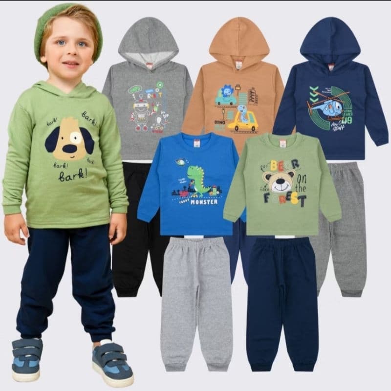 Conjunto Moletom Infantil Menino Sortidos  - 1 Conjunto Infantil