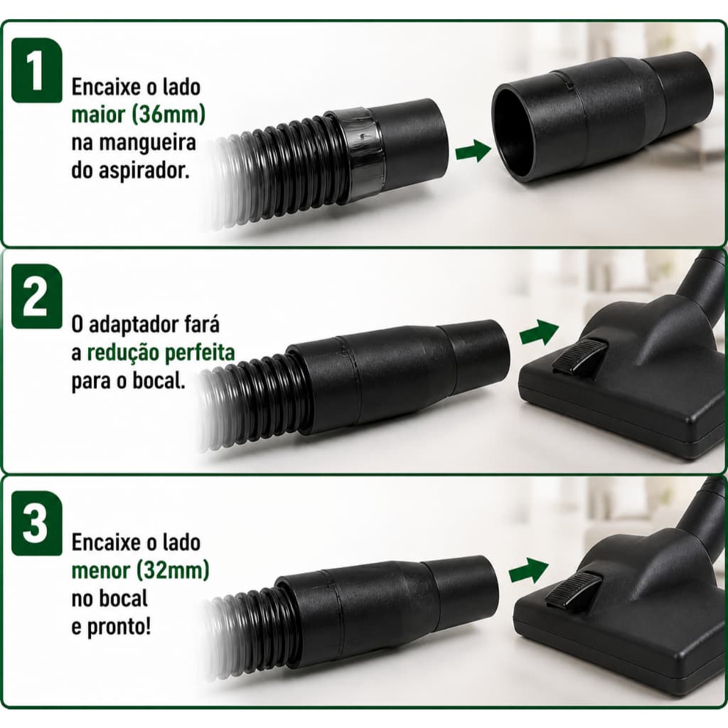 Adaptador Universal Aspirador 36mm para 32mm|Redutor Mangueira Aspirador Pó|Conector Bocal Compatível