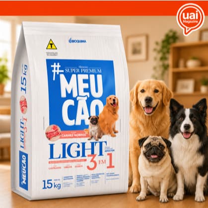 Ração Cães/Cachorro Light Carnes Nobres 3 Benefícios 15Kg - Meu Cão Prime Light