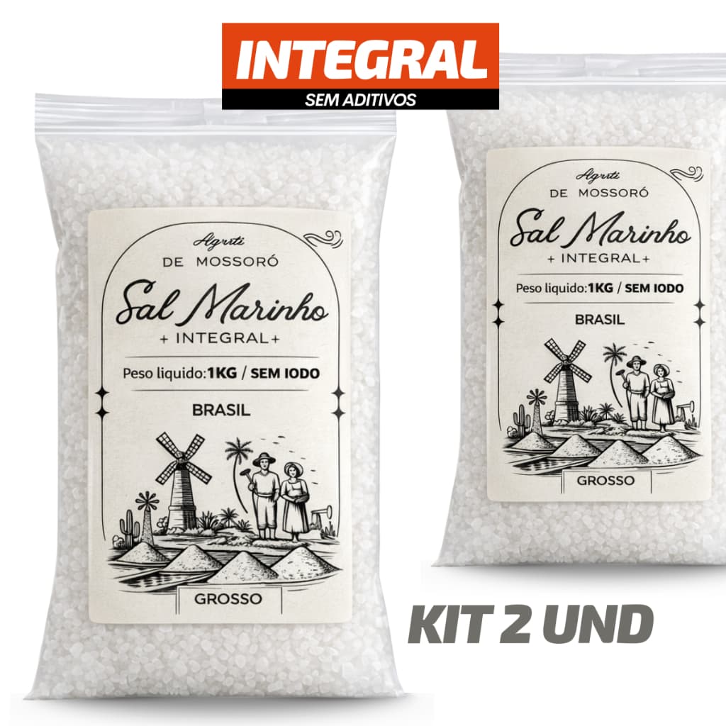 Sal Grosso Sem Iodo Marinho Integral Mossoró Natural