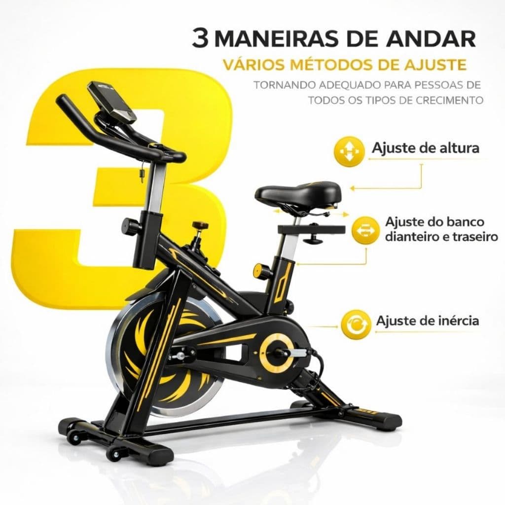 Bicicleta Spinning Ergometrica Para Exercícios Profissional Mile Fitness Suporta até 150kg Roda de Inércia13KG