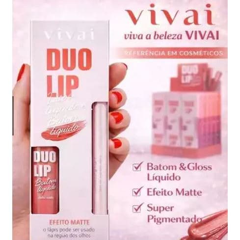 Vivai Duo Lip Balm + Batom Líquido 2 em 1 Efeito Matte Hidratante- Batom + lápis labial