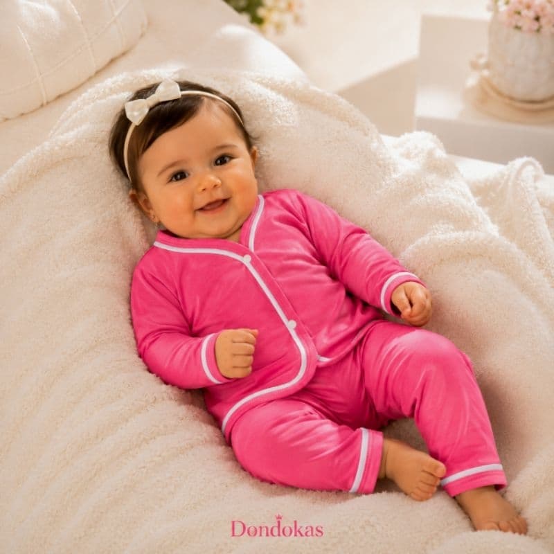 Pijama para Bebê Manga Longa Menina Pijama Americano Bebê Botão