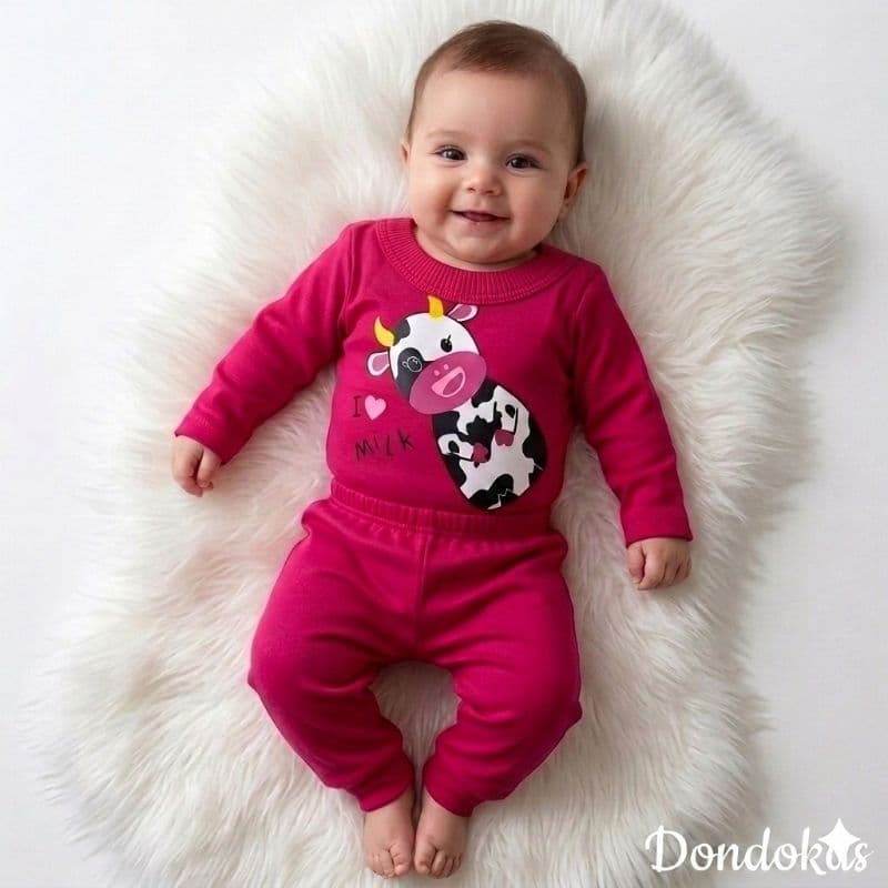 Conjunto Bebe de Body Manga Longa e Calça Algodão Roupa de bebê Menina