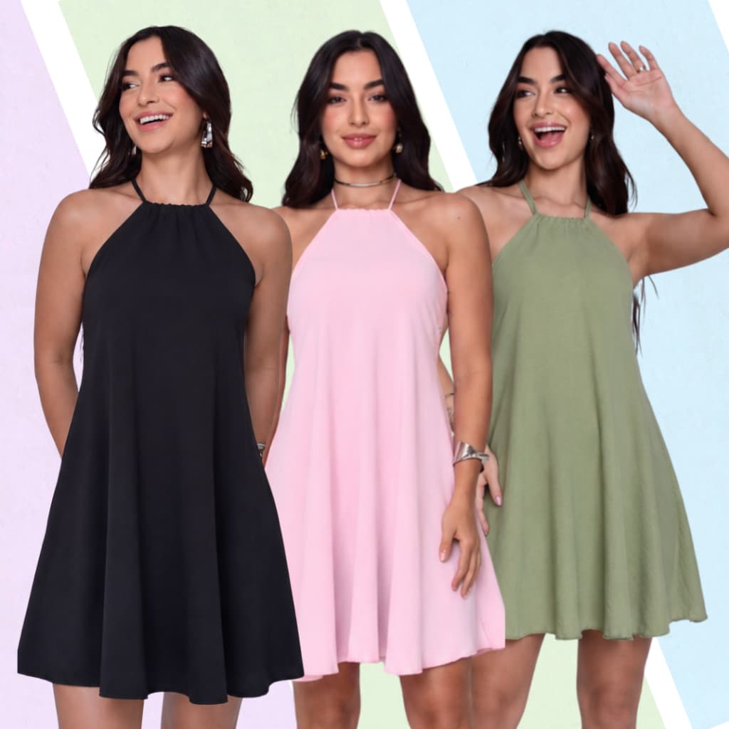 Vestido Midi Feminino Isis Frente Única com Alça Amarração Costas Nua