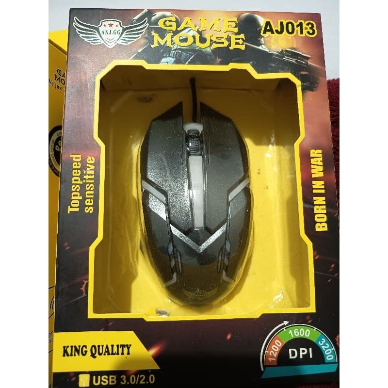 Mouse Gamer AJ013 USB 3200 DPI Alta Precisão Ergonômico para PC Notebook