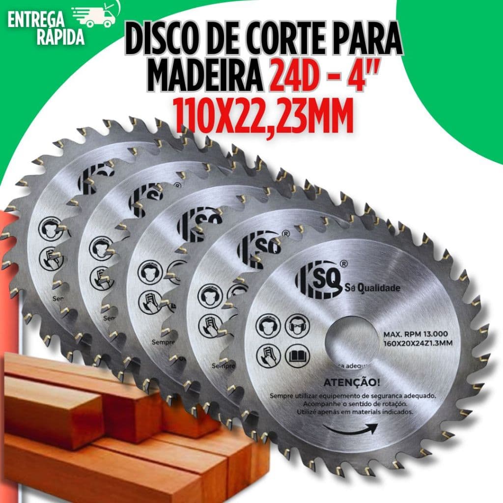 Disco Corte Madeira 24 Dentes 110x22,23mm Serra Circular 4"Esmerilhadeira Makita Profissional