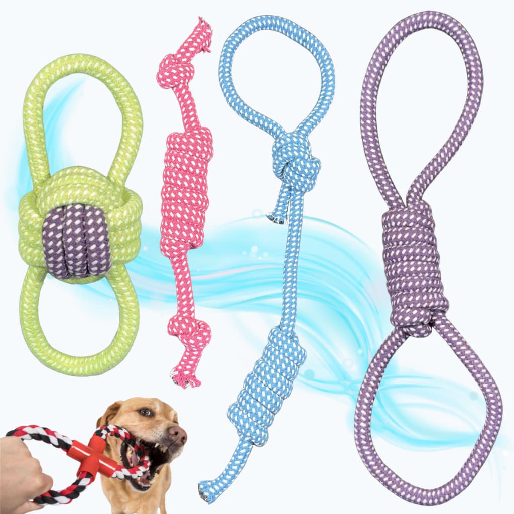Kit 4 Brinquedo Pet Corda Resistente Interativo Cachorro Cão Forte
