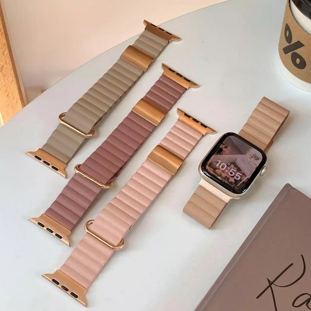 Pulseira Magnética De Couro Para Apple Watch e Smartwatch 8 Ultra 49MM 45mm 44mm 42mm 41mm 40mm 38mm