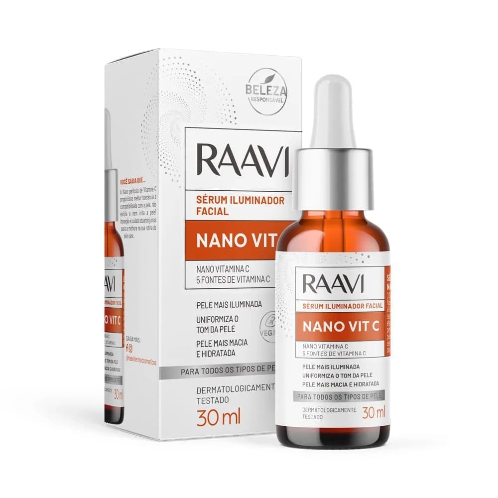 Sérum Iluminador Facial Raavi Nano Vit C 30ml 5 Fontes de Vitamina C