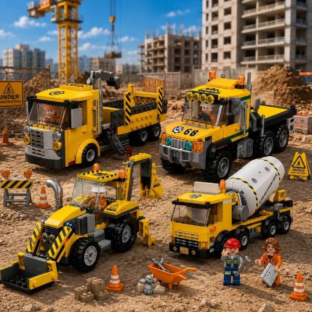 Blocos de Montar Block Caminhão Construtor Trator Tipo Lego – Construção Criativa Dia das Crianças