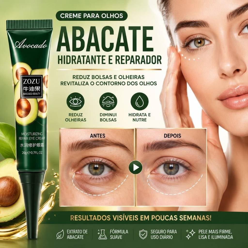 Creme Anti Olheiras Área dos Olhos Abacate Hidratante Clareador Facial anti idade linhas finas rugas
