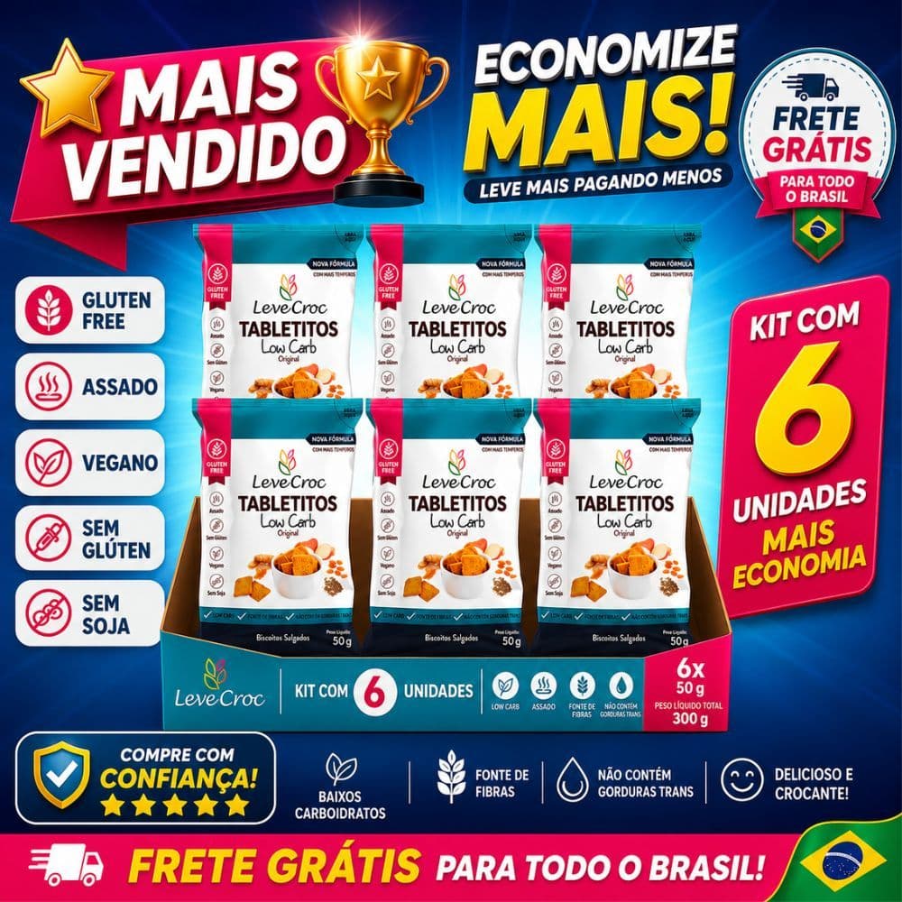 Kit com 6 ou 3 Biscoitos Proteicos Low Carb Vegano Sem Glúten Rico em Fibras Snack Saudável 50g