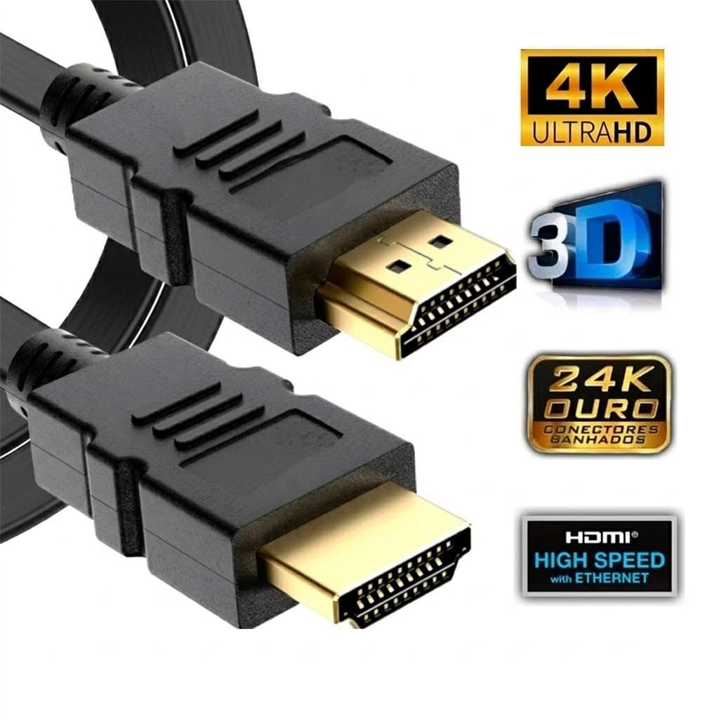 Cabo HDMI 4K 60Hz 1.5/2/3M Alta Velocidade Ideal para TV, Jogos, Notebook e Projetor