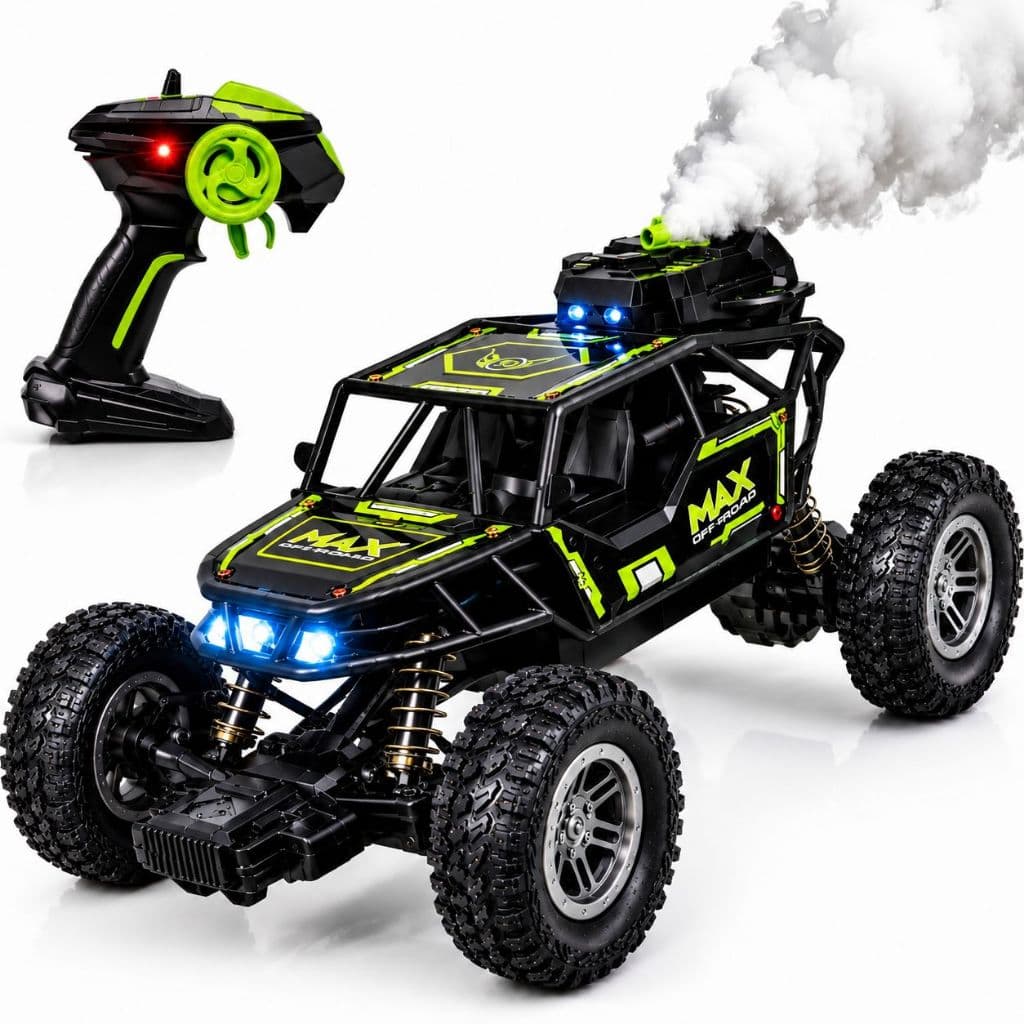 Carrinho Controle Remoto 4x4 Off Road Recarregável Com Fumaça Luz LED Infantil
