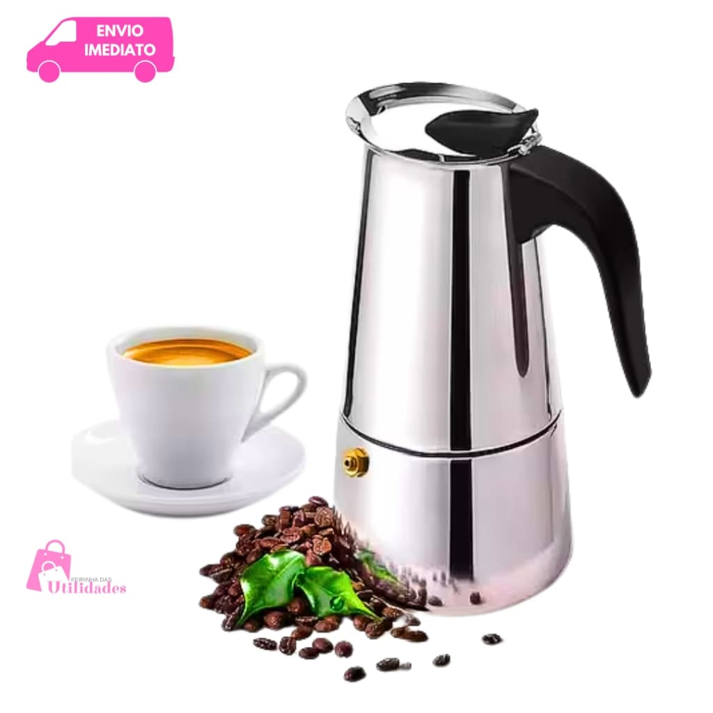 Cafeteira Italiana  450ml Aço Inox 9 Xicaras Expresso Café Fogão a Gás E Indução