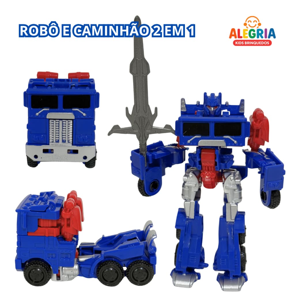 Robô Articulado Transformável Em Carro Azul 13cm Brinquedo Infantil Guerreiro Colecionável Robot War