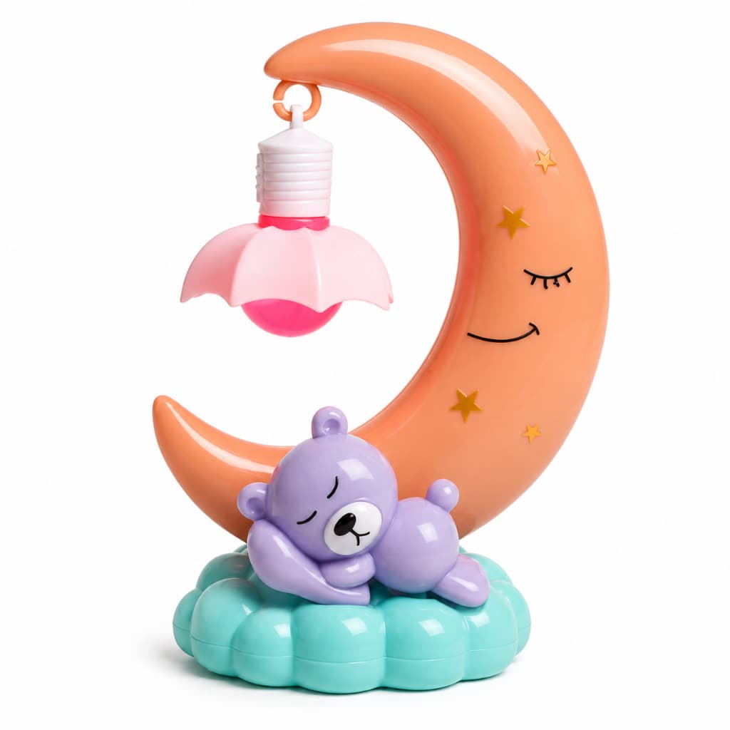 Luminária Infantil Lua Com Ursinho LED Luz Noturna Quarto Bebê Decoração Presente Criança Fofo