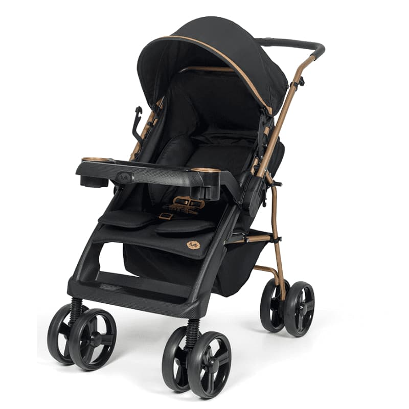 Carrinho de Bebê Bolt Preto e Dourado Tutti Baby