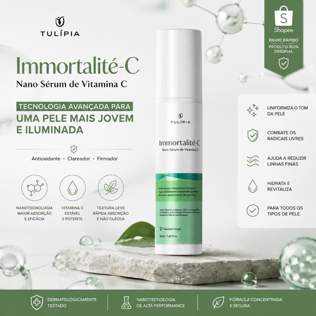 Sérum Immortalite C Vitamina C Tulípia Hidratação Anti Envelhecimento e Rugas e Linhas de Expressão
