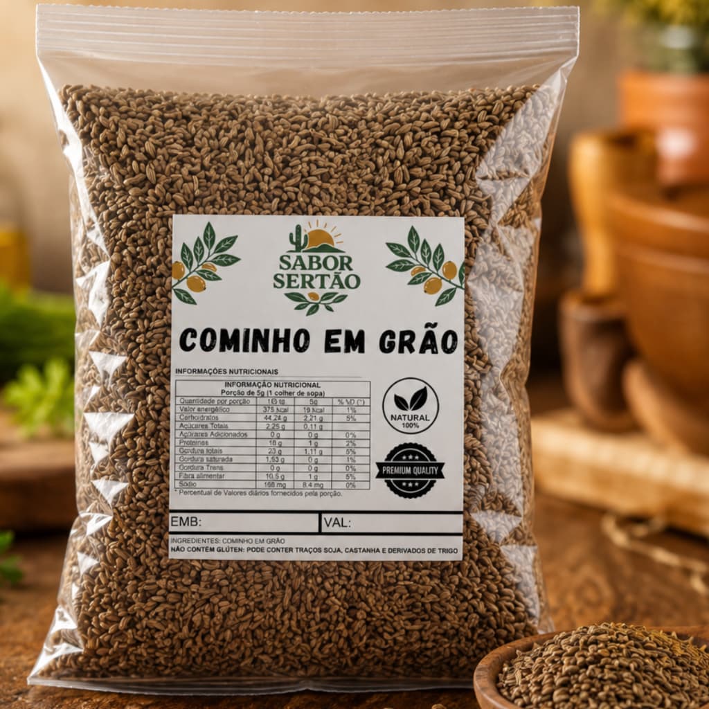 Tempero Cominho Em Grão Puro 1KG - 500GR - 250GR