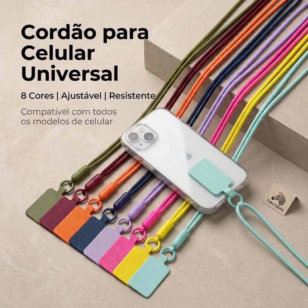 Cordinha para Celular Ajustável Alça para Celular de Pescoço e Pulso Corda para Celular Antiqueda Compatível com Capinha