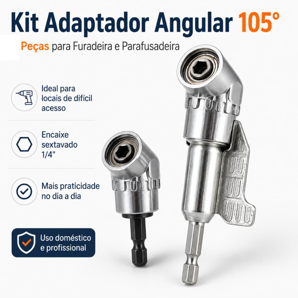Adaptador Angular 105 Graus Para Furadeira Parafusadeira Encaixe 1/4