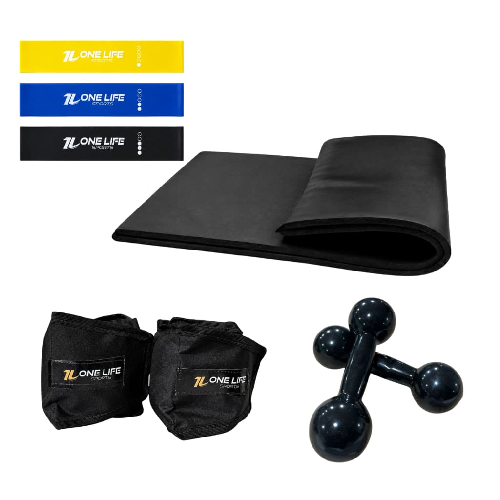 Kit Tonificador Colchonete Caneleira 2kg Mini Band Halter 1kg Treino Funcional Fitness Completo