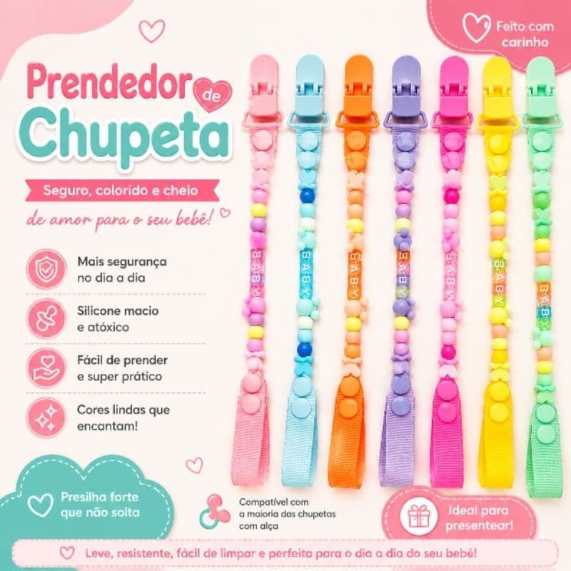 Prendedor de Chupeta Anti Queda para Bebê