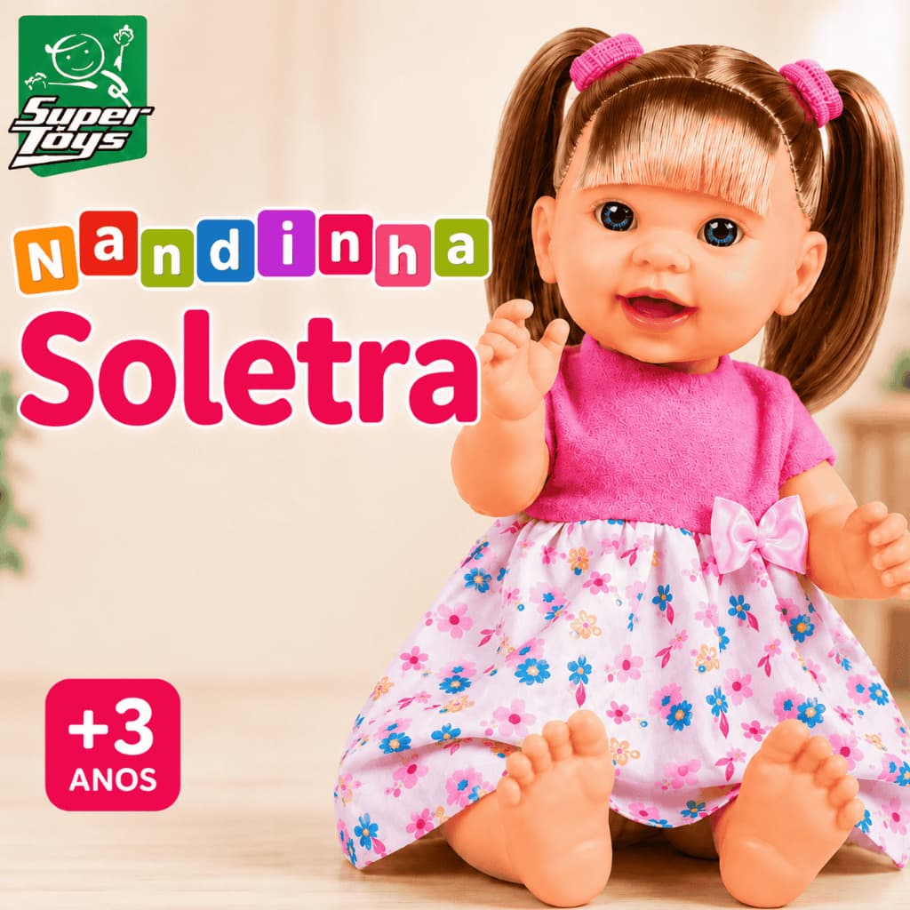 Boneca Nandinha Soletra Fala Frases 31cm Articulada Com Roupinha Educativa Didática Super Toys