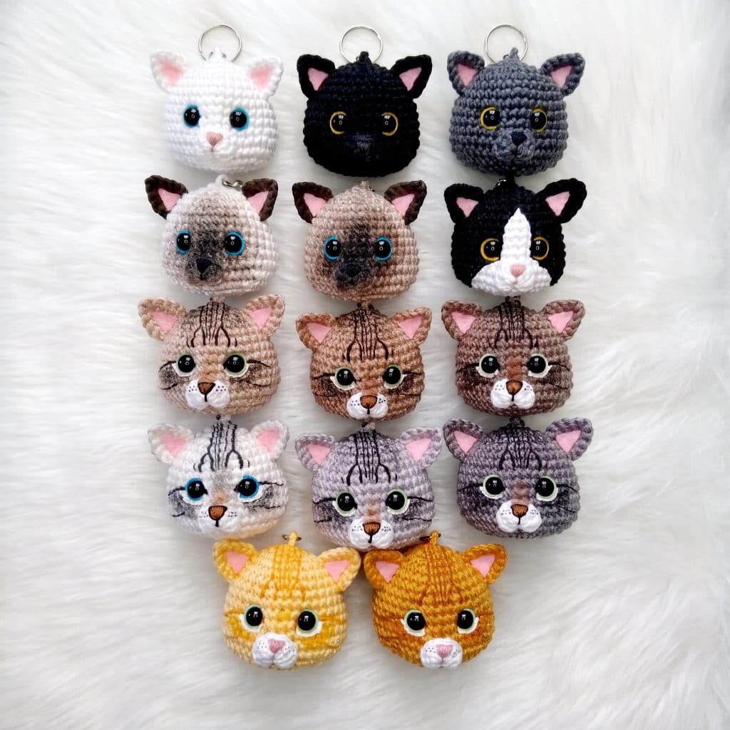 KIT Chaveiros de Gatos de Crochê Amigurumi (2, 3, 4 + unidades)