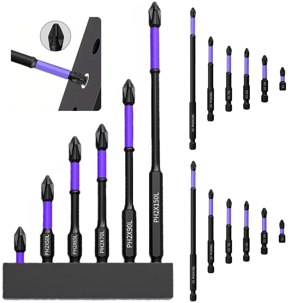Jogo 18 Pontas Bits Ph2 Magnéticas Ponteira Parafusadeira 6pcs Roxo para Furadeira Parafusadeira
