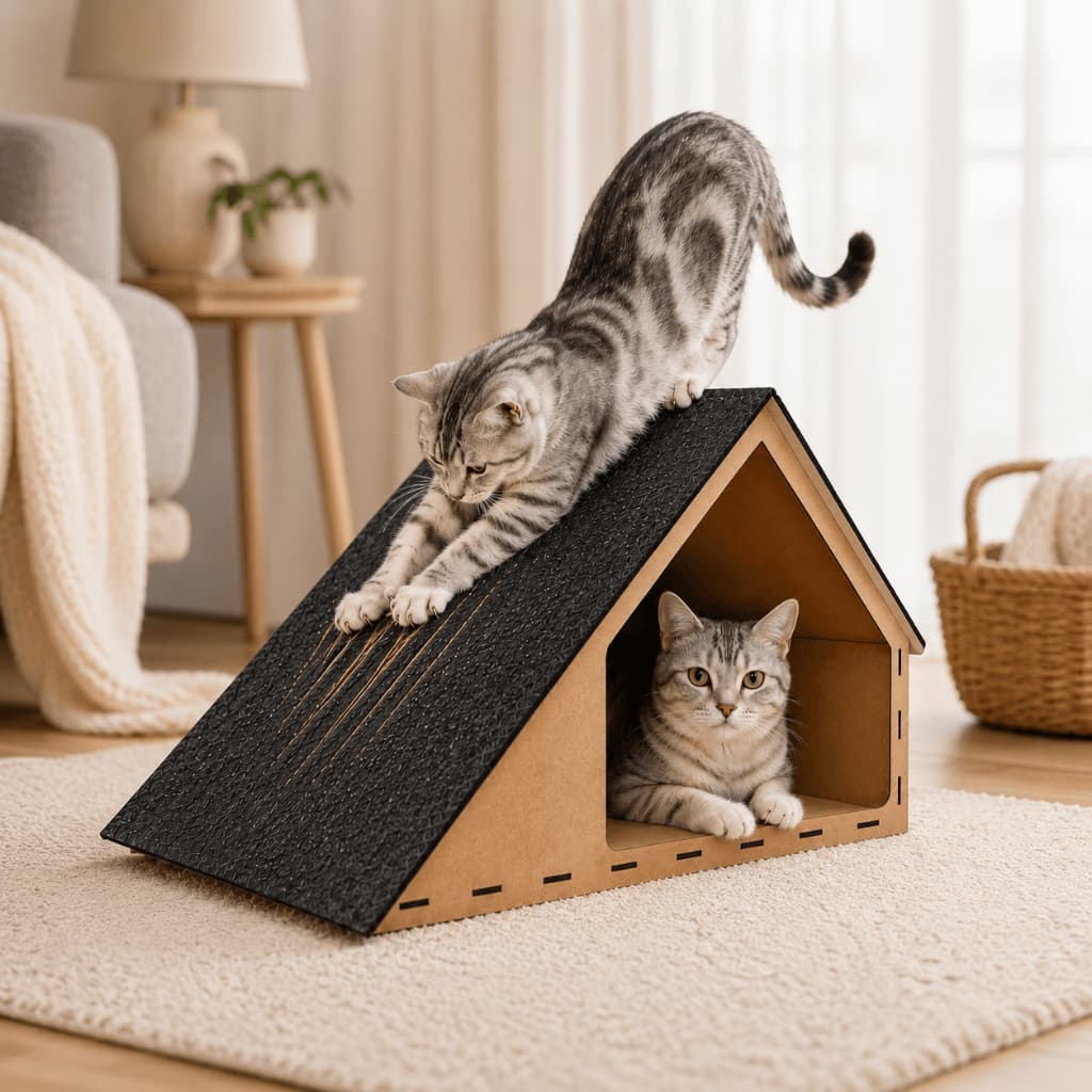 Rampa Arranhador Mdf  Casinha Antiestresse para Gatos Pet