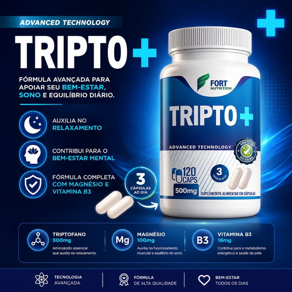Triptomais – Bisglicinato de Magnesio triptofano vitamina b3 Niacinamida | 120 capsulas