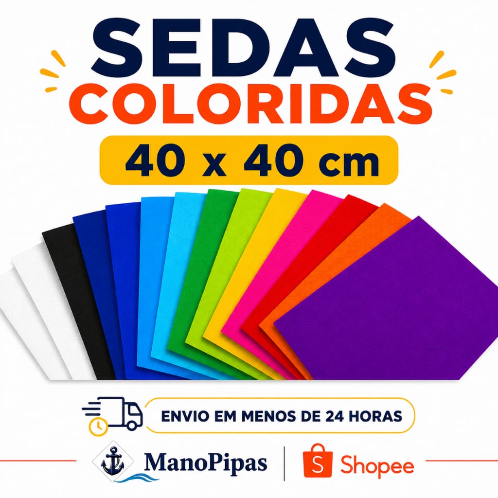 Papel de Seda 40x40 cm c/100 Folhas Cores Lisas | Pipas Artesanato Decoração