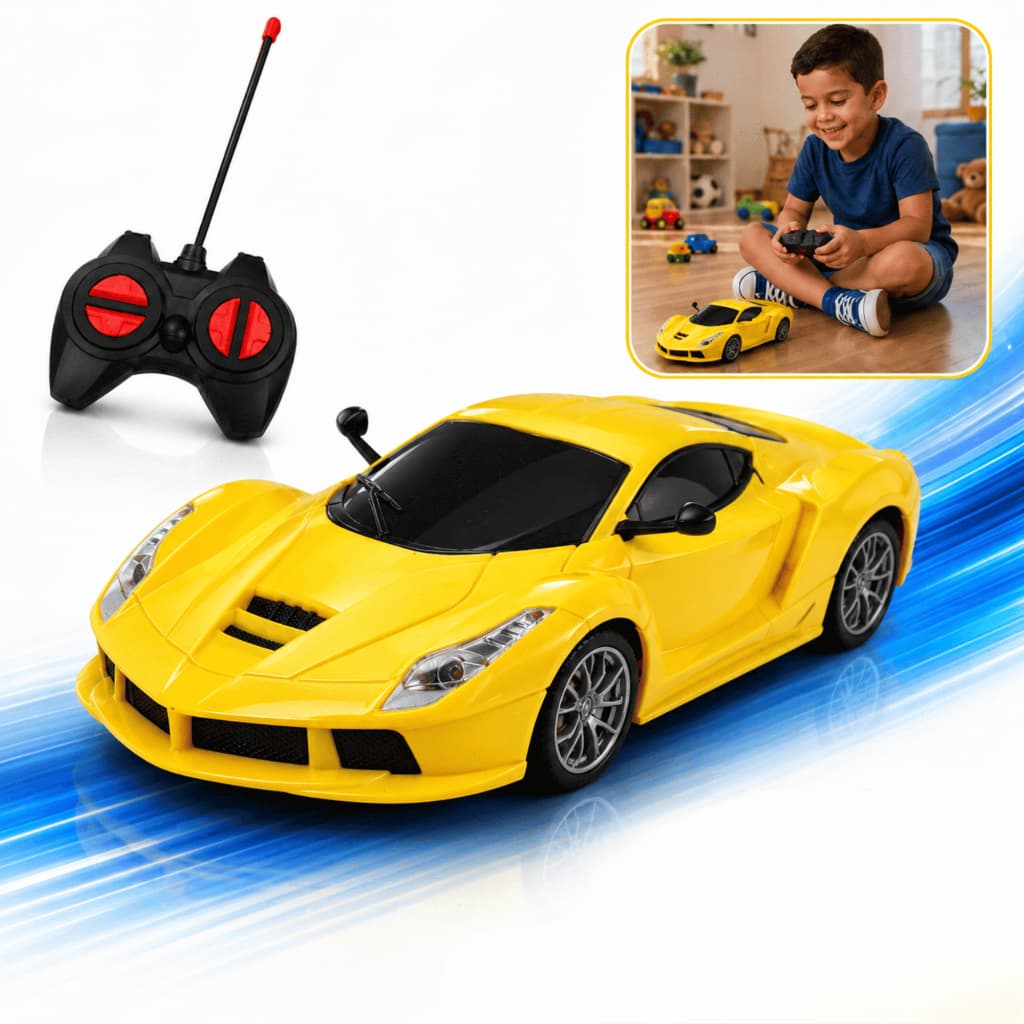 Carrinho de Controle Remoto Carro Esportivo Corrida Com Luz Farol Menino Criança