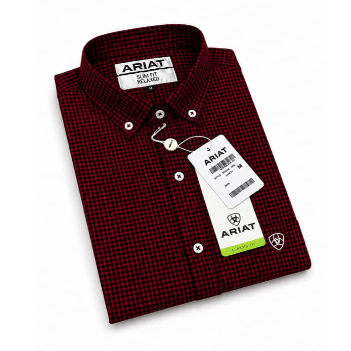 Camisa Country Masculina Xadrez verde Ariat Slim Algodão Cowboy Rodeio Social