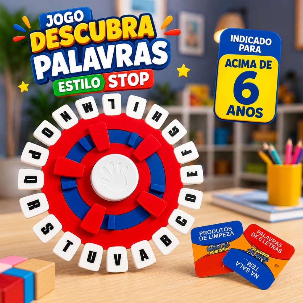 Jogo Descubra Palavras Estilo Stop Infantil 144 Categorias 36 Cartas Jogo de Tabuleiro Família Brinquedo Infantil